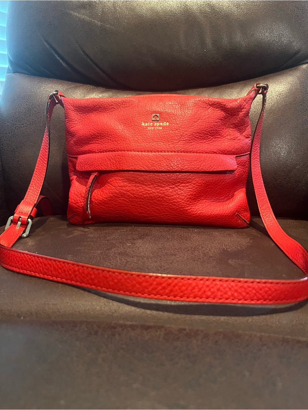 kate spade Red Pebbled Leather Crossbody with Front Flap